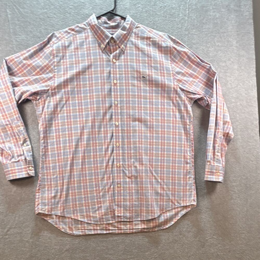 Vineyard Vines Men's XL Slim Fit Whale Embroidered Plaid Cotton Button Down
